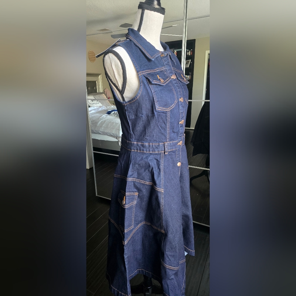 VENUS Dark Blue Denim Midi Dress